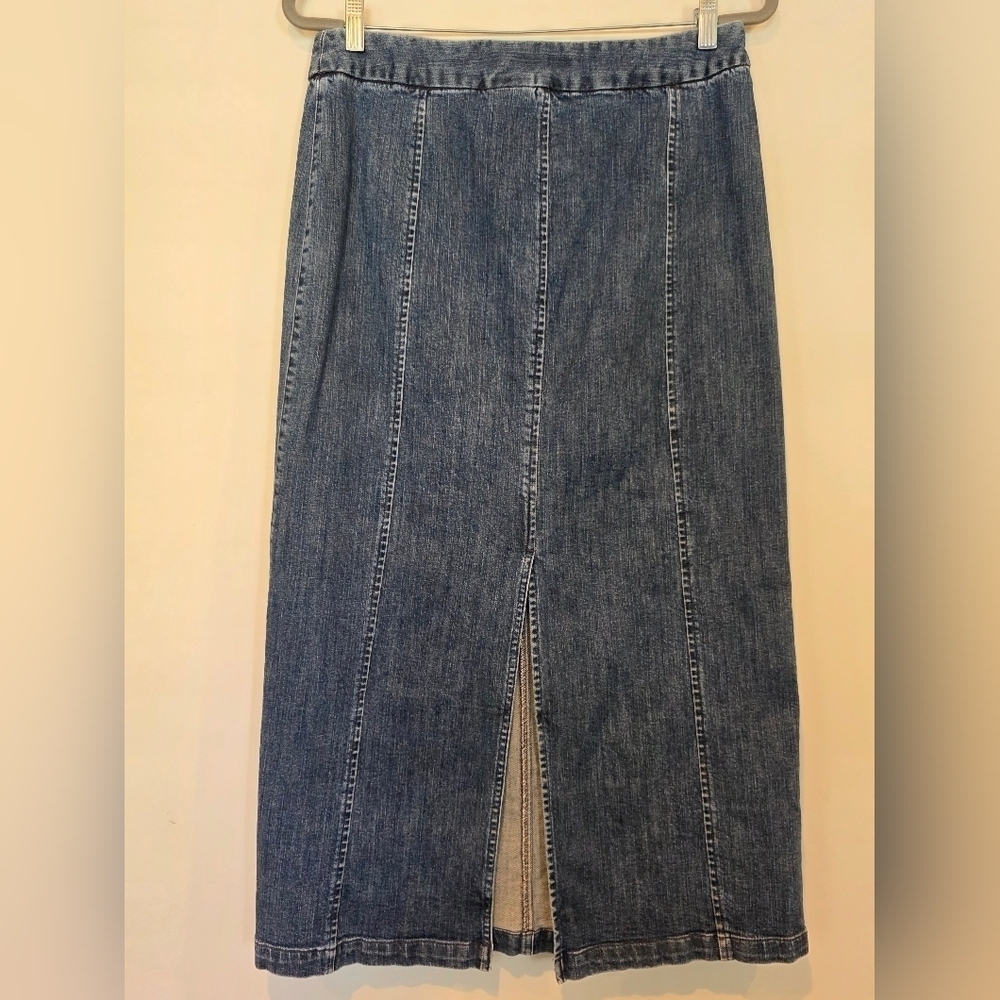 Eddie Bauer Size 10 Vintage Blue Denim Maxi Jean Skirt Gorpcore Country Farmcore - Picture 4 of 7